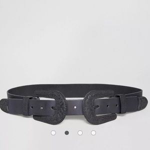 ASOS Large Double Buckle Leather Western Waist And Hip Belt